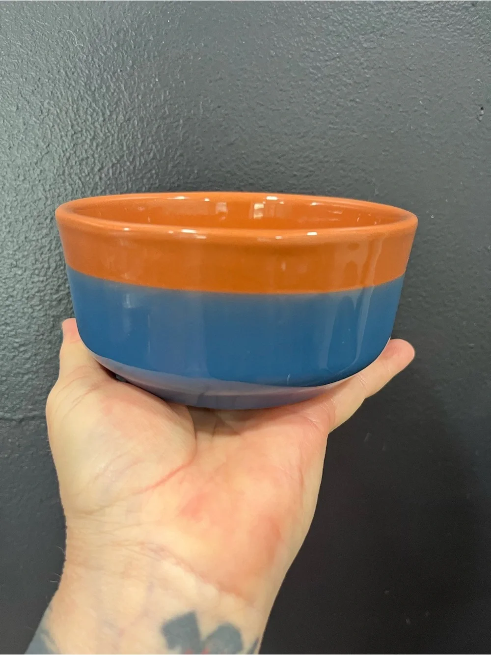 Threshold Terracotta Blue Glazed Dipped Bowl - Made in Portugal